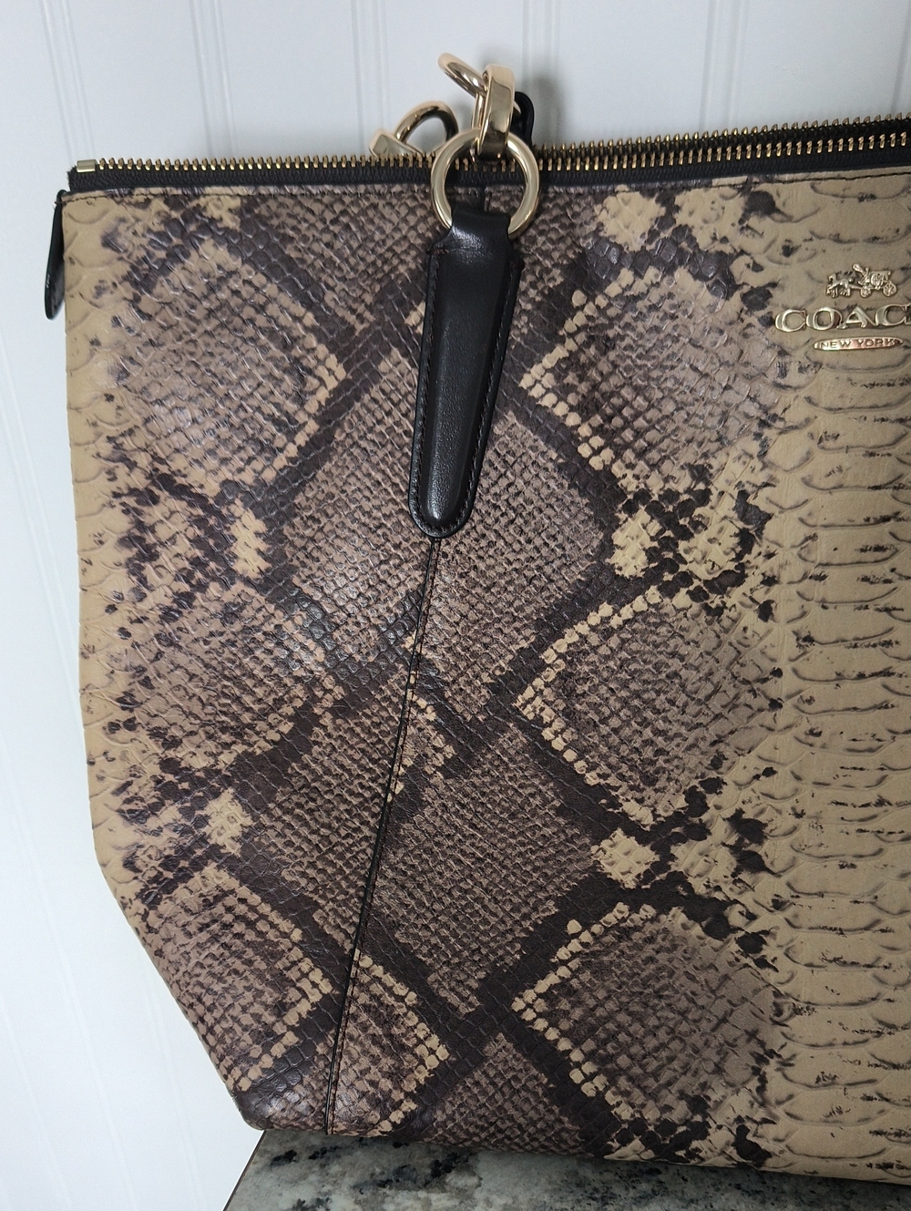 Authentic Coach Ava Python Embossed Leather Tote - Picture 6 of 14